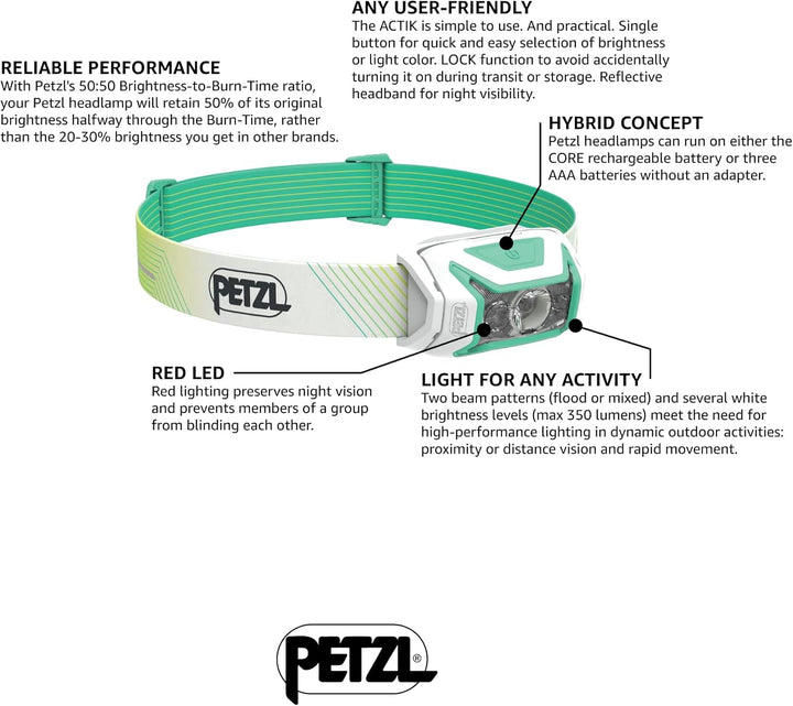 PETZL Actik Core Stirnlampe Kopflampe Grün Einheitsgrösse modern, Grün Einheitsgrösse modern
