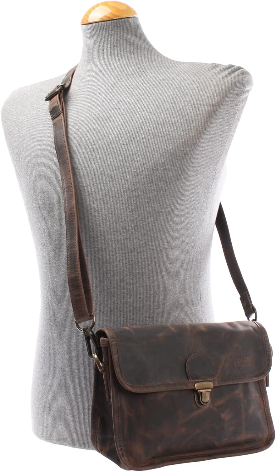 LECONI kleine Schultertasche Umhängetasche Damen Ledertasche Handtasche echtes Rindsleder 26x20x8cm