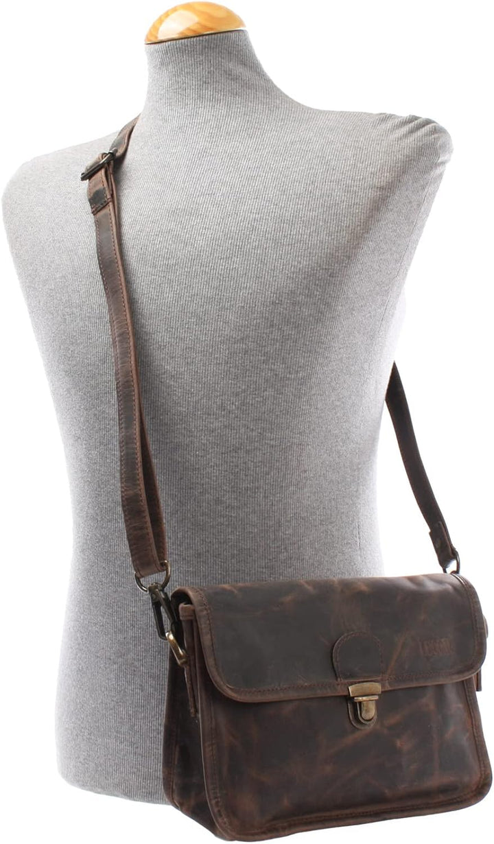 LECONI kleine Schultertasche Umhängetasche Damen Ledertasche Handtasche echtes Rindsleder 26x20x8cm