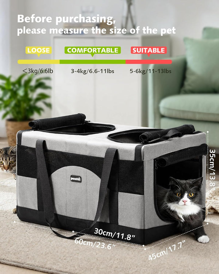 pecute Katzentasche Transporttasche Stabiler Halt Haustier Tragetasche, Transportbox Katze Leicht, F