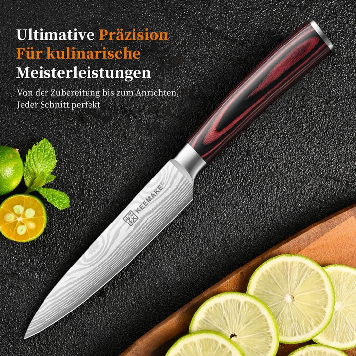 KEEMAKE Küchenmesser Klein Allzweckmesser, 13cm Scharf Gemüsemesser Kochmesser aus Edelstahl mit Kli