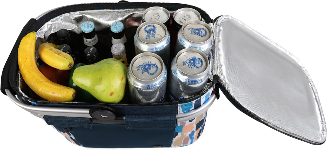 ALLCAMP 22L Einkaufskörbe Gross Isolierkorb Kühlkorb Kühltasche Picknickkorb Thermotasche Kühltasche