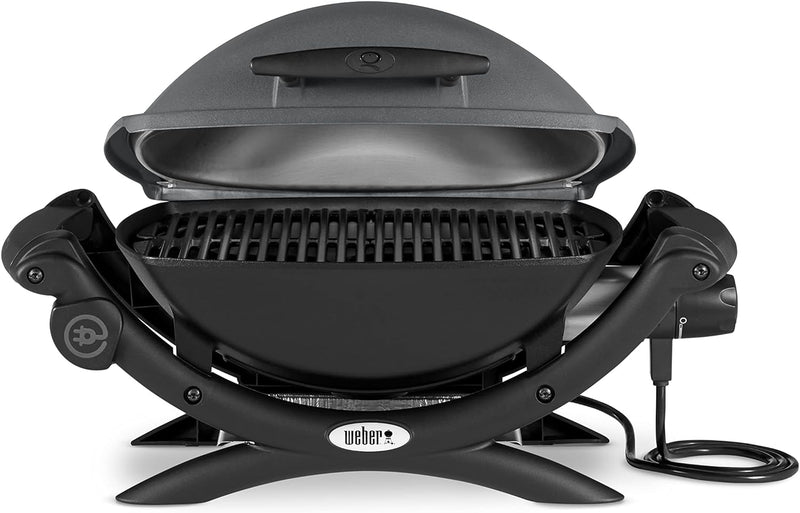 Weber Q1400 Dark Gray Elektrogrill 2200 Watt & 6645 Grillbesteck Kompakt 2-teilig, Zange und Wender,