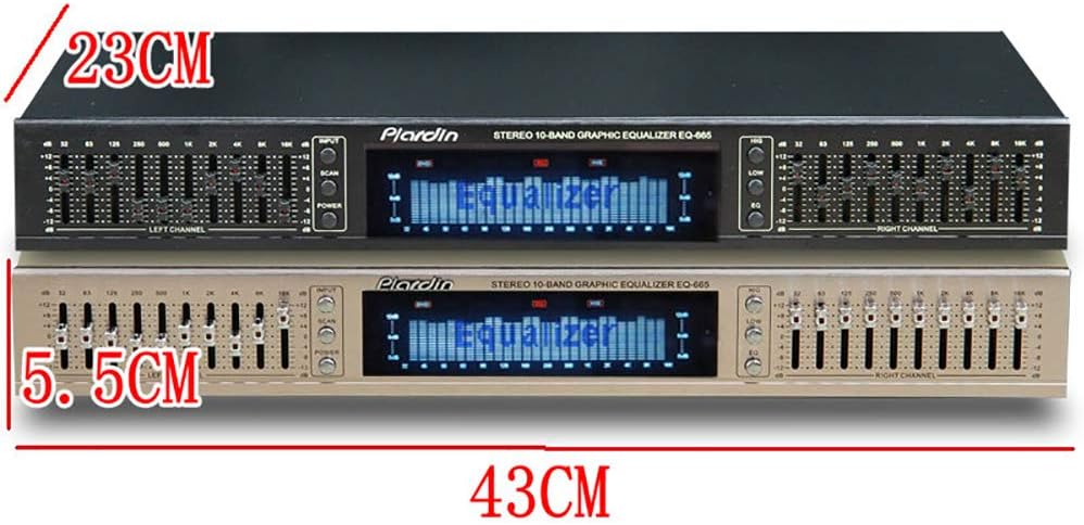 LeTkingok 220V EQ665 Hifi Heim-eq-entzerrer, Duale 10 Band Stereo-höhen-alt-bass-regulierung mit Int