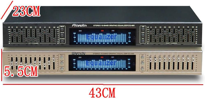 LeTkingok 220V EQ665 Hifi Heim-eq-entzerrer, Duale 10 Band Stereo-höhen-alt-bass-regulierung mit Int