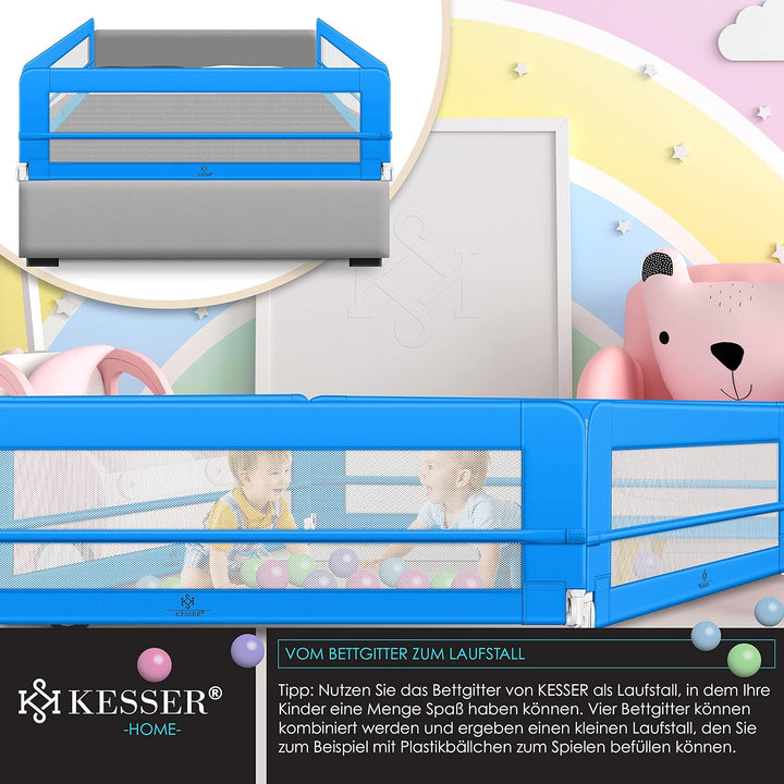 KESSER® Bettgitter 150 cm Bettschutzgitter Kinderbettgitter für Kinder Babybettgitter Klappbar, Trag