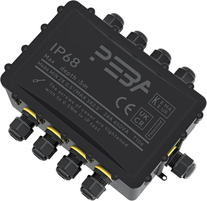 PEBA® Abzweigdose IP68, Erdkabel Klemmdose Verbindungsdose, Übergrosse 9 Wege Junction Box, Klemmkas