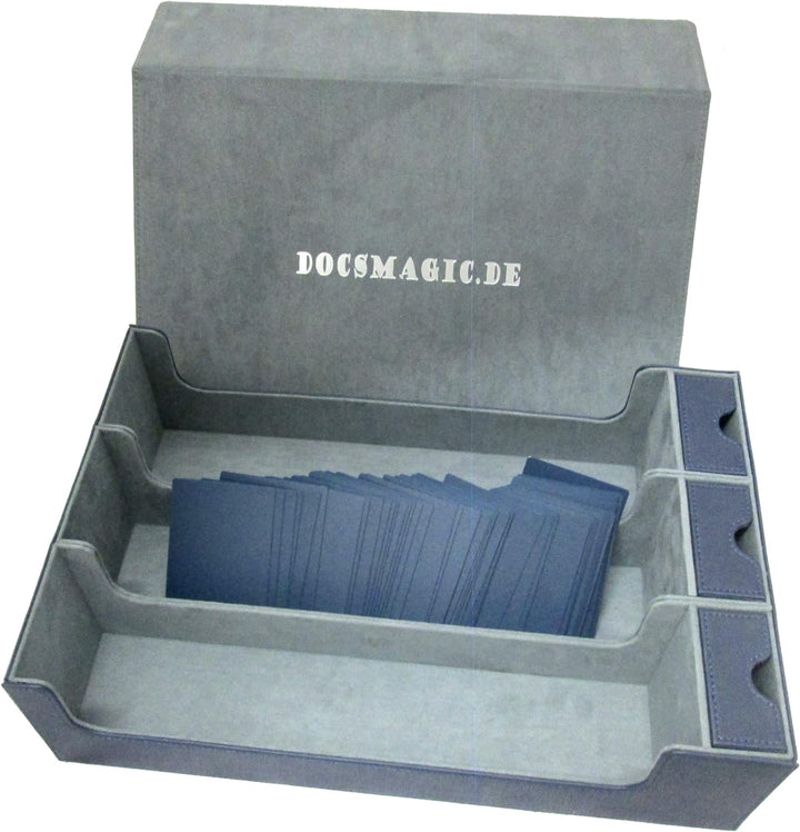 docsmagic.de Premium 3-Row Trading Card Storage Box Blue + Trays & Divider - MTG PKM YGO - Aufbewahr