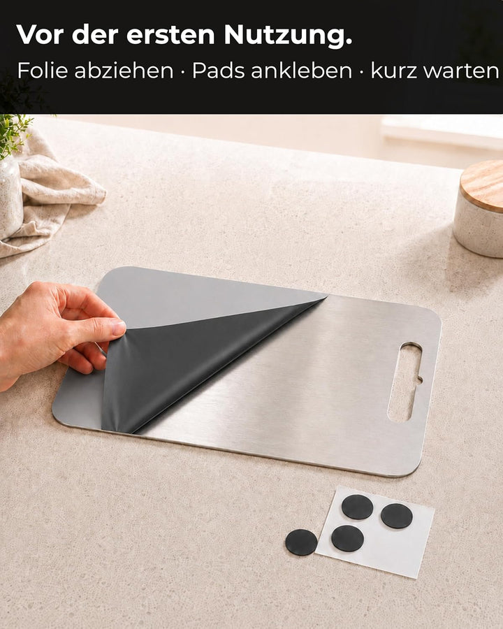 Edelstahl Schneidebrett - Hygienisch, Spülmaschinengeeignet &amp; Rutschfest - Made in Germany - Gr. 40x