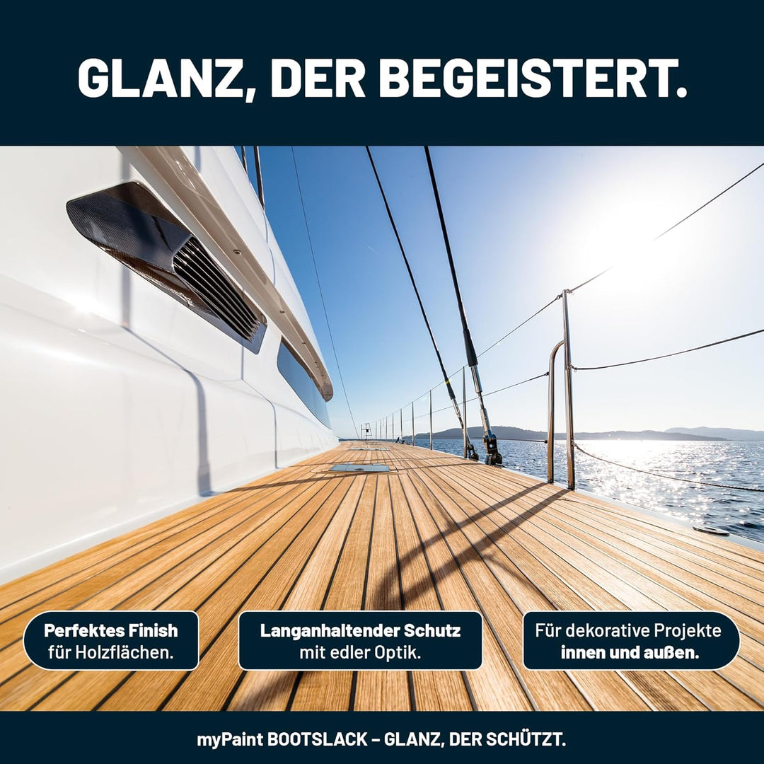 myPAINT® 1K erstklassiger Bootslack &amp; Yachtlack (3x750ml, weiss) langlebiger Bootslack Holz- profess
