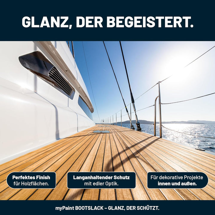 myPAINT® 1K erstklassiger Bootslack &amp; Yachtlack (3x750ml, weiss) langlebiger Bootslack Holz- profess