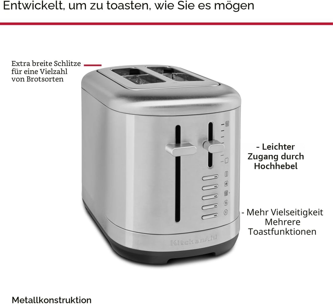 KitchenAid Toaster für 2 Scheiben - Retro Design Toast Machine - 7 verschiedene Funktionen - Edelsth