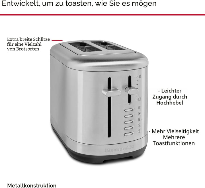 KitchenAid Toaster für 2 Scheiben - Retro Design Toast Machine - 7 verschiedene Funktionen - Edelsth