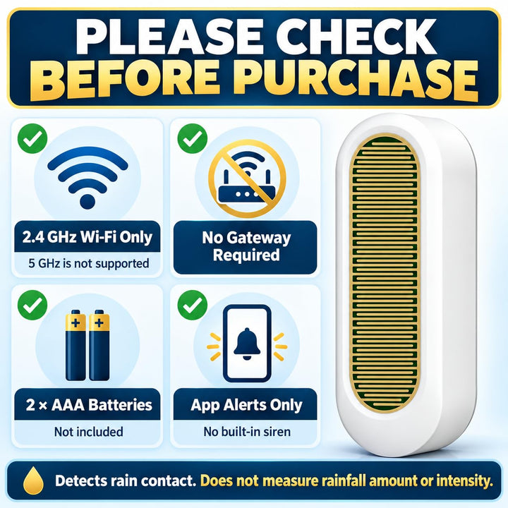 Rain Sensor, Tuya WiFi Smart Rain Sensor Real-time Raindrop App-Controlled for Home Automation High