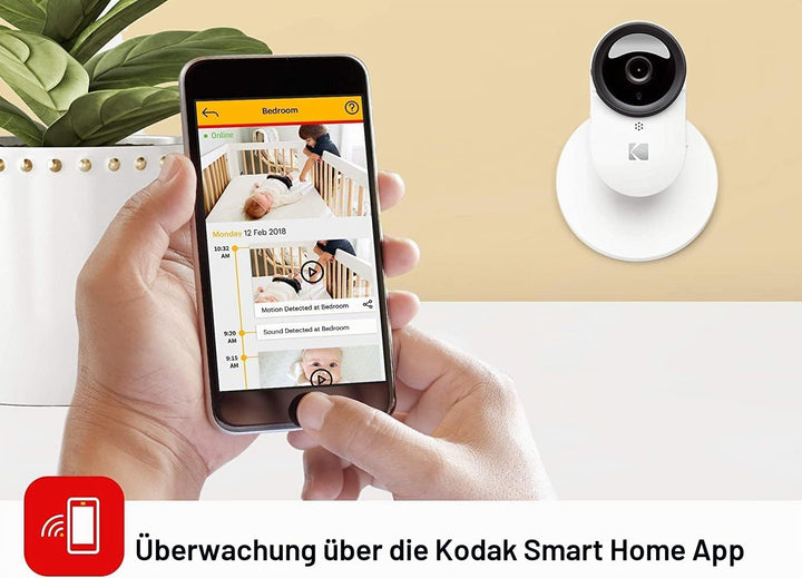 KODAK Cherish C120 Babykamera mit mobiler App, hochauflösende Babykamera, mit Zoomfunktion, Zwei-Weg