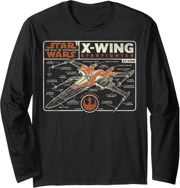 Star Wars: The Rise Of Skywalker X-Wing Resistance Schematic Langarmshirt