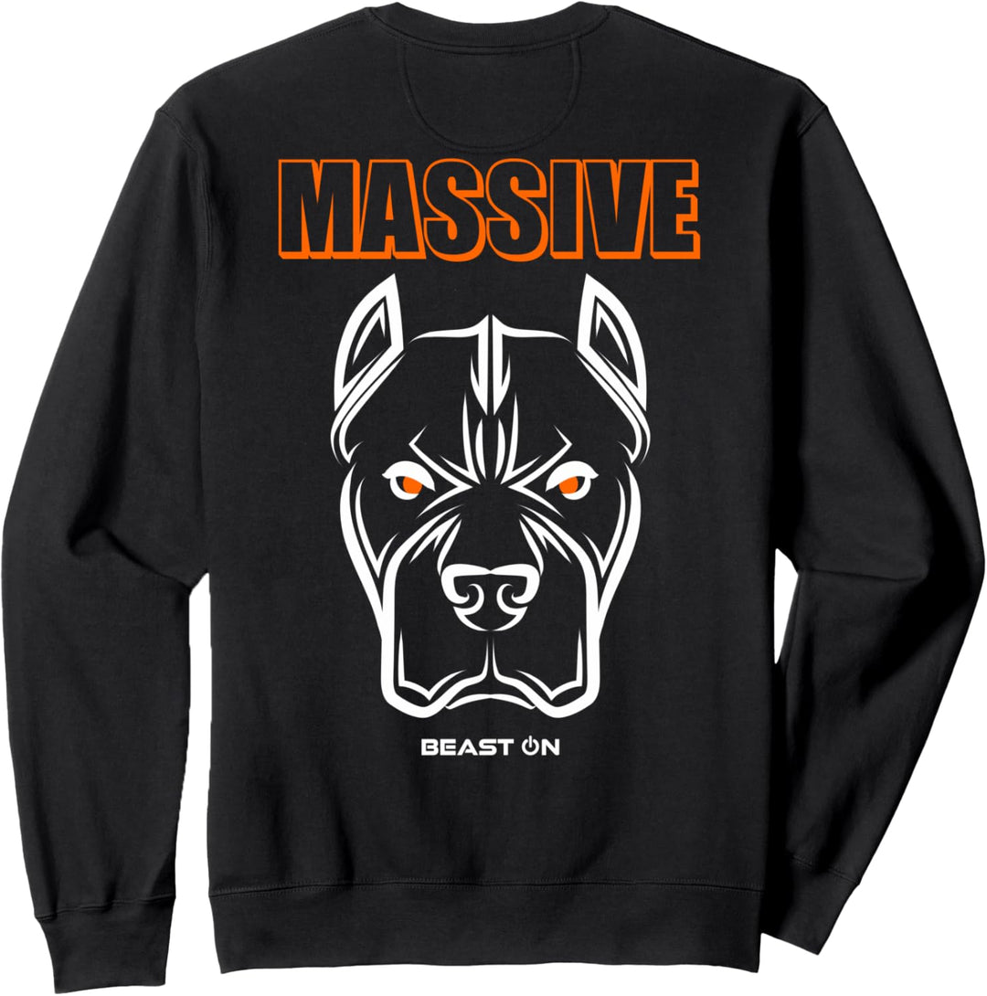 Massive Bulldog Kopf Orange Rücken Motiv Gym Workout Fitness Sweatshirt