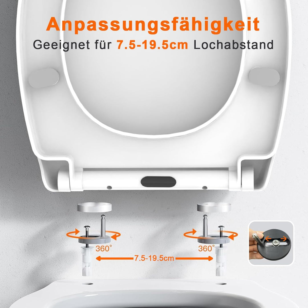 SURFOU Toilettendeckel mit Absenkautomatik, O-Form WC Sitz bis 150kg Belastbar, Weiss Klodeckel und