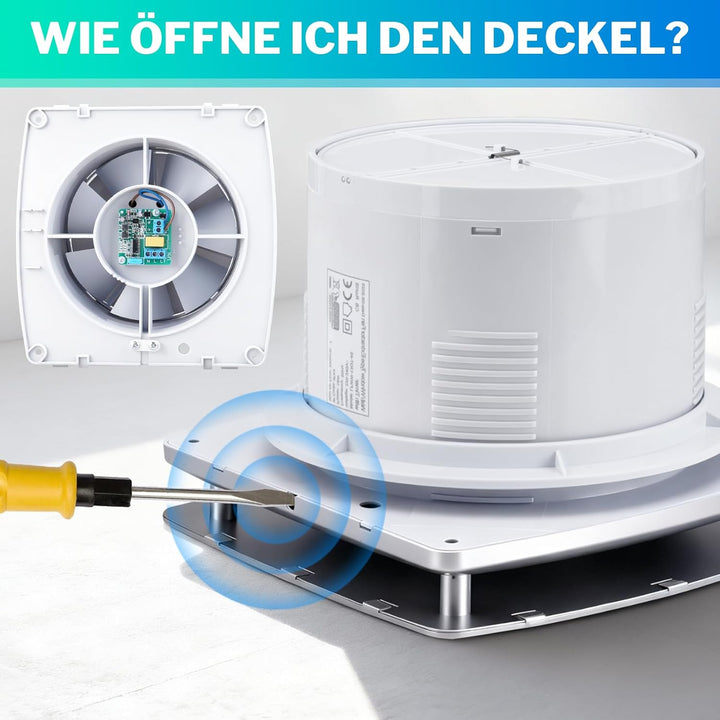XIIW Badlüfter 150mm mit Nachlauf, 18W Leiser Abluftventilator Lüfter mit Rücklaufklappe, Effiziente
