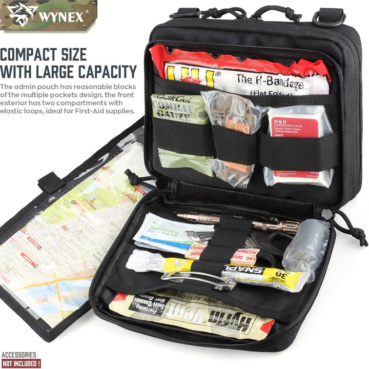 WYNEX Tactical Large Admin Pouch im Double Layer Design, Molle EDC EMT Utility Pouch mit Map Sleeve