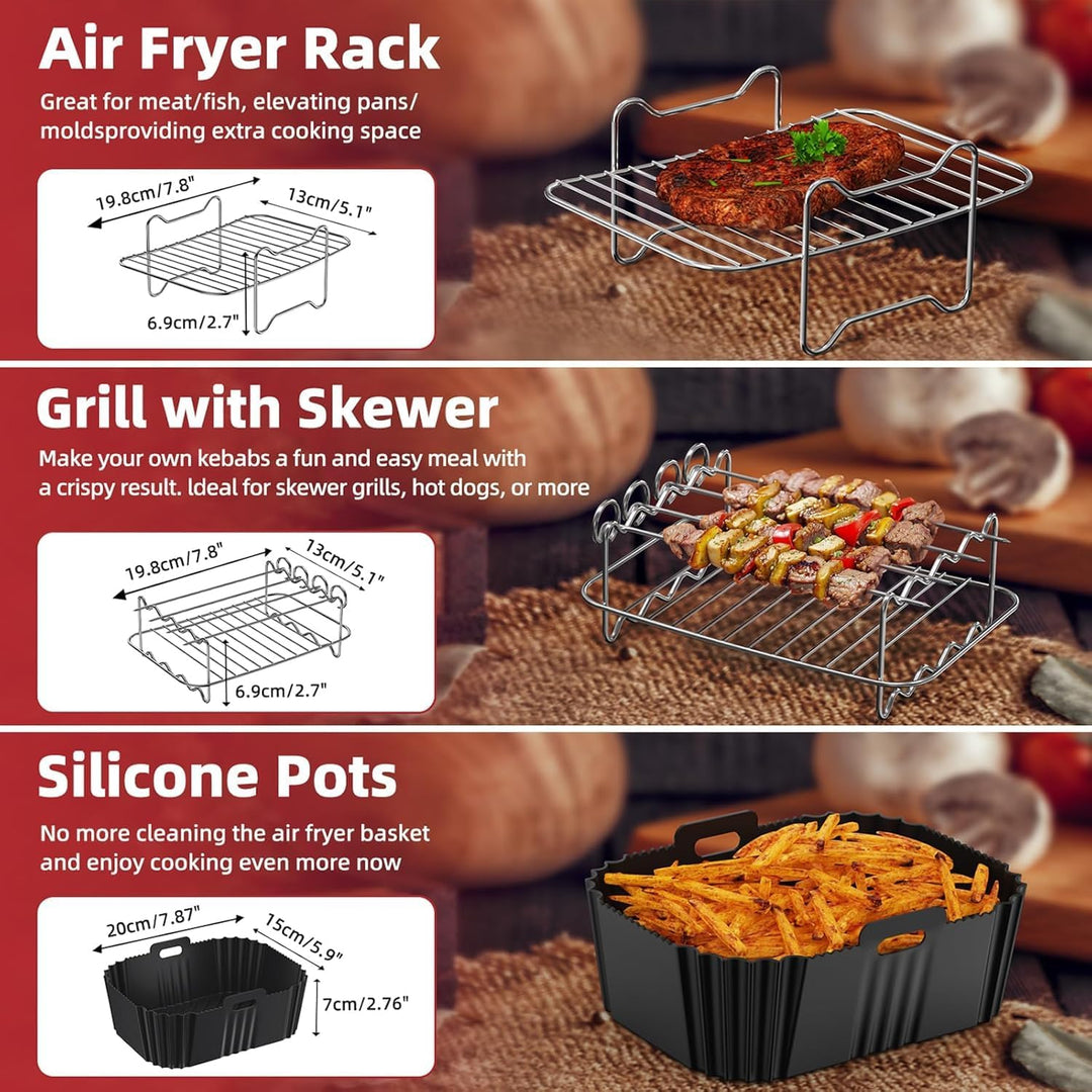 Ninja Heissluftfritteuse Zubehör 4 Stück, Airfryer Zubehör für Ninja Foodi Dual Zone AF400EU AF300EU