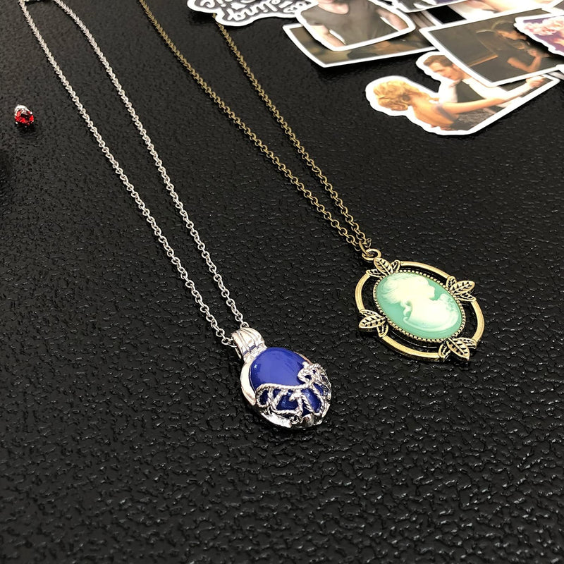 Zaky 35 Stück Vampire Diaries von Katherine Pierce und Cameo Anhänger Halskette von Elena Gilbert un