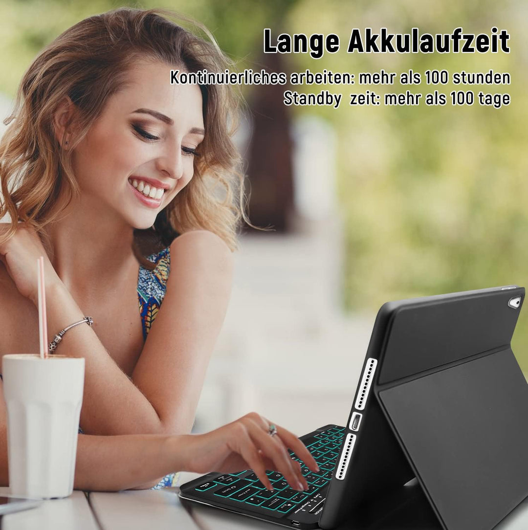 iPad 6 Generation Hülle mit Tastatur, iPad Tastatur Hülle für iPad 6.Gen 2018/5.Gen 2017, Wireless Q