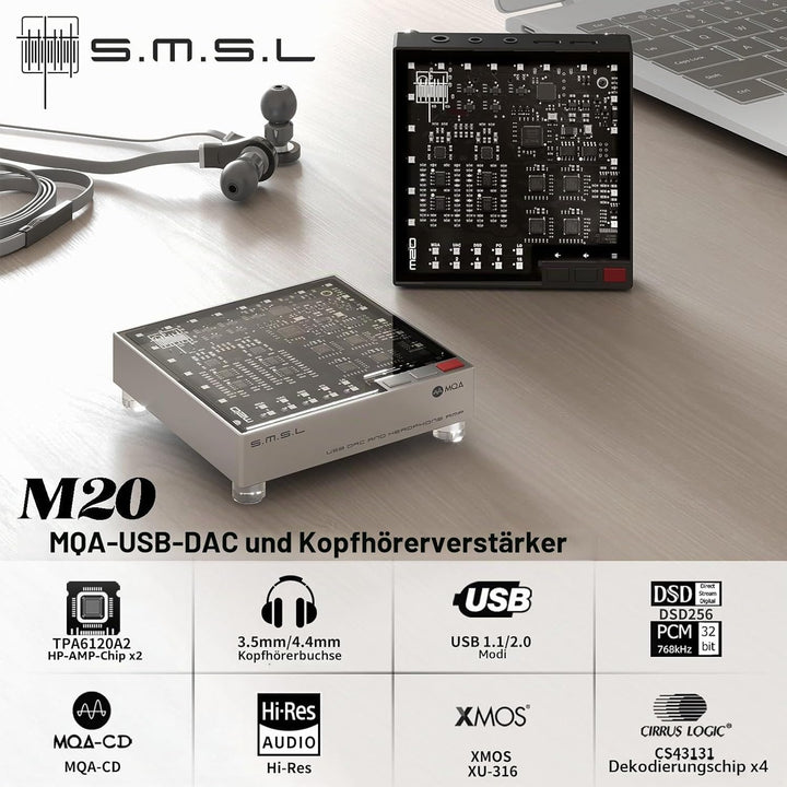 SMSL LIN.LIN.LIN M20 DAC Headphone Amp 4X CS43131 Chip 3,5mm/4,4mm kopfhörerverstärke USB 2.0 USB1.1