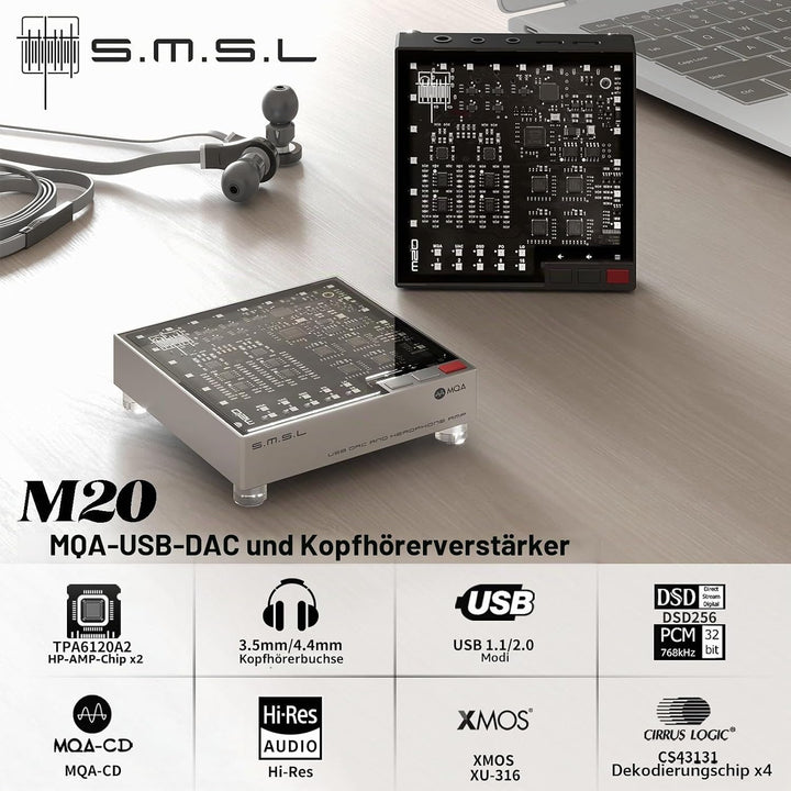 SMSL LIN.LIN.LIN M20 DAC Headphone Amp 4X CS43131 Chip 3,5mm/4,4mm kopfhörerverstärke USB 2.0 USB1.1