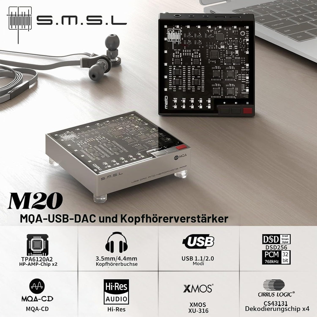 SMSL LIN.LIN.LIN M20 DAC Headphone Amp 4X CS43131 Chip 3,5mm/4,4mm kopfhörerverstärke USB 2.0 USB1.1