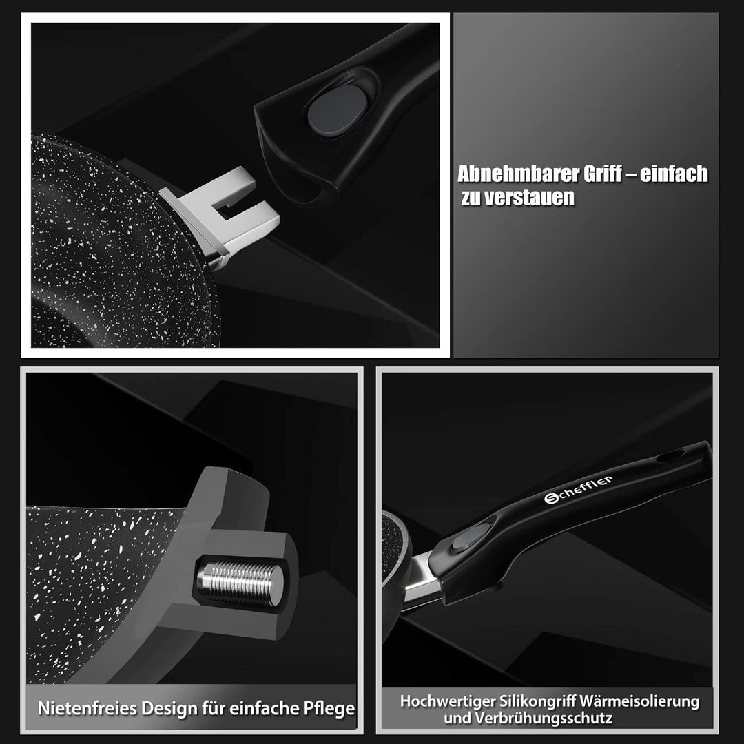 Scheffler Pfanne, Abnehmbarer Griff Pfanne 20cm Bratpfanne, Beschichtete Pfanne, Pfanne Induktion mi