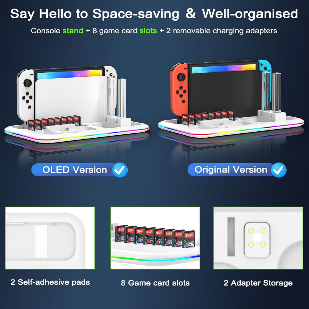 LED Controller Ladestation für Switch für Switch OLED, FASTSNAIL Ladestation Kompatibel mit Nintendo