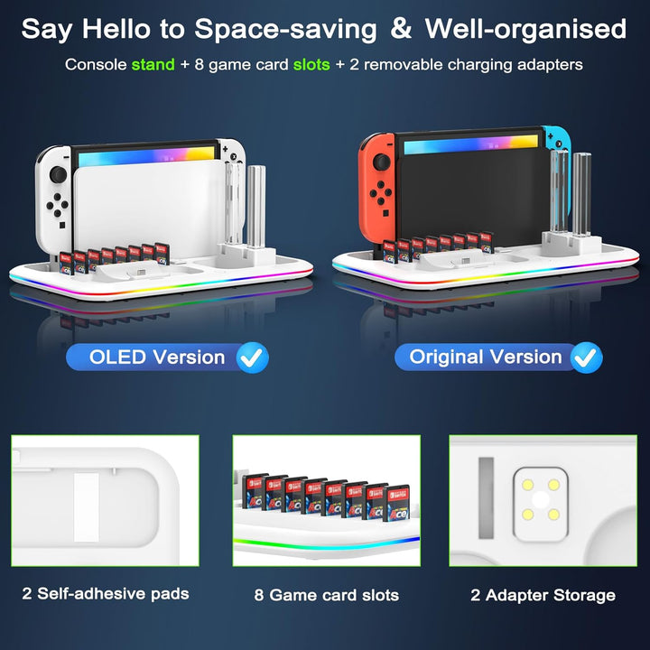 LED Controller Ladestation für Switch für Switch OLED, FASTSNAIL Ladestation Kompatibel mit Nintendo