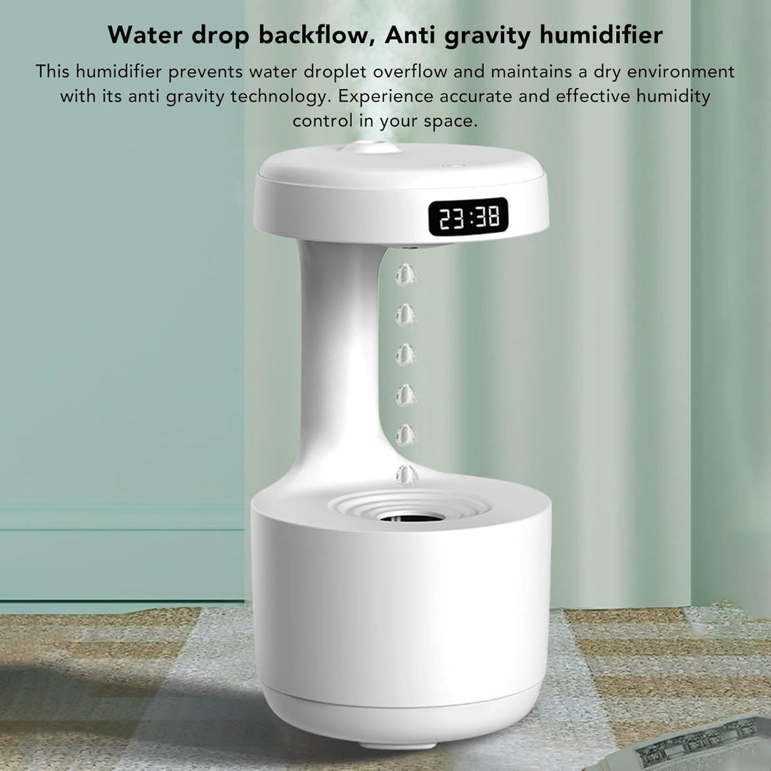 Fockety Anti-Gravity Wassertropfen Luftbefeuchter, 800ML USB Cool Mist Luftbefeuchter mit Nachtlicht