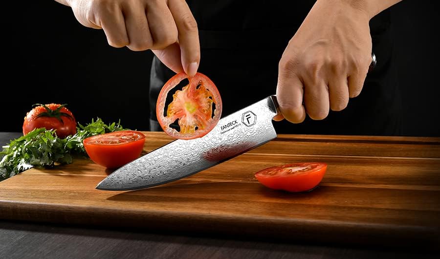 Damastmesser 20cm, FANTECK Scharf Küchenmesser 67 Schichten VG-10 Damaststahl Japanisches Kochmesser
