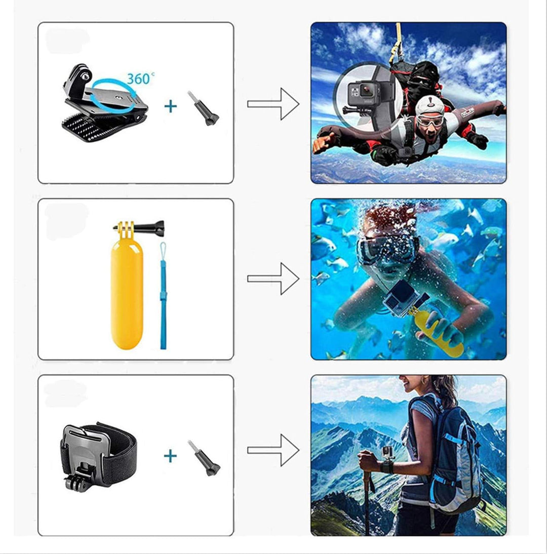 DIKER Action Kamera Zubehör Set Bundle, Zubehör Kit für Gopro Hero 12 11 10 9 8 7