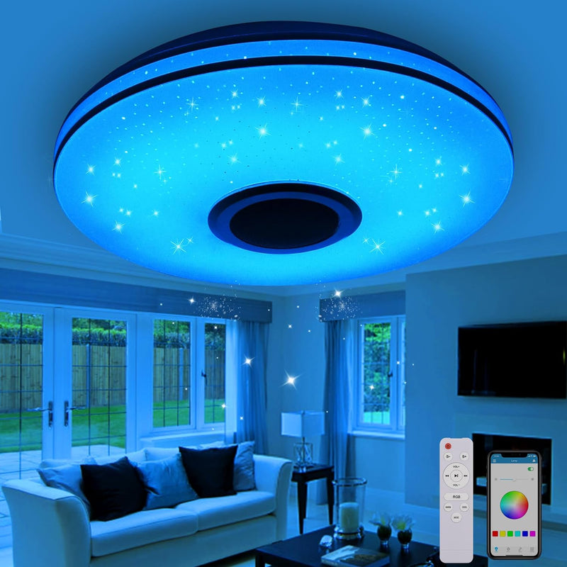 Gindoly 36W LED Deckenleuchte Dimmbar mit Bluetooth Lautsprecher,LED Deckenlampe mit Fernbedienung o