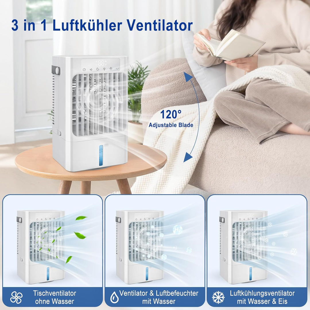 Mobile Klimaanlage mit wasser cooling,Tragbare Air cooler fan mit 1-8H Timer,3 in 1 Personal Tisch-K