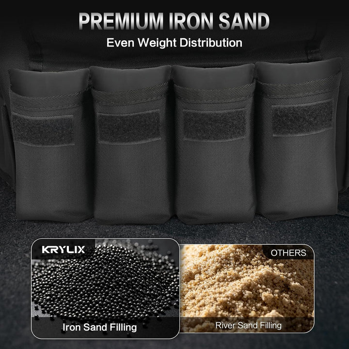 KRYLIX Verstellbare Gewichtsweste 0-8kg mit 12 abnehmbaren Eisensand-Beuteln Atmungsaktive Weste mit