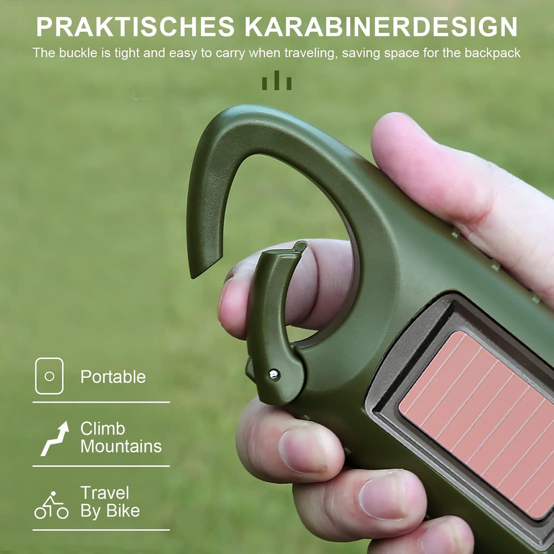 REKALRO LED Handkurbel Wiederaufladbare Taschenlampe 3pcs, Solar mit Wandern Schnalle, Kurbeltaschen