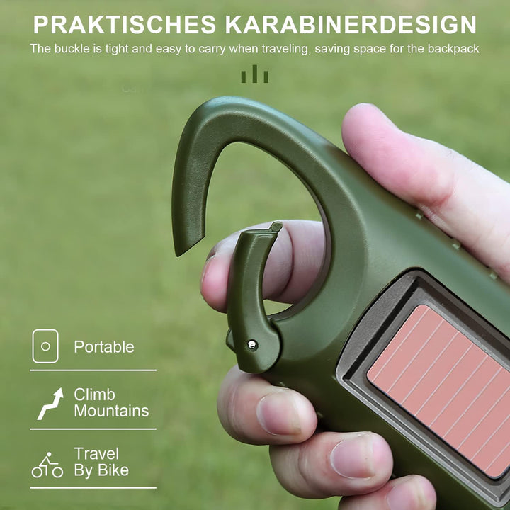 REKALRO LED Handkurbel Wiederaufladbare Taschenlampe 3pcs, Solar mit Wandern Schnalle, Kurbeltaschen