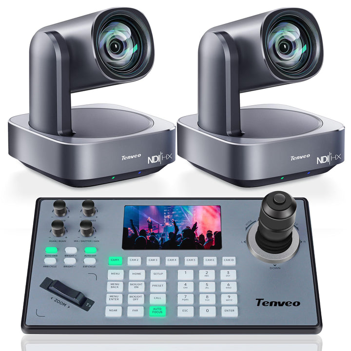 Tenveo 4K PTZ Kamera mit NDI &amp; AI-Tracking – 12x Optischer Zoom PTZ Controller mit Joystick, Unterst