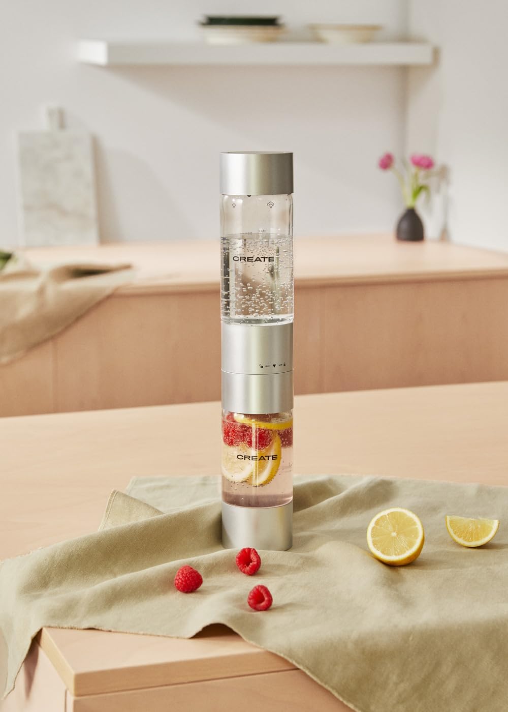 CREATE/SODA MAKER STUDIO/Wassersprudler 1L Sand + Doppelflasche 500ml + 350ml / Keine CO2-Flaschen e