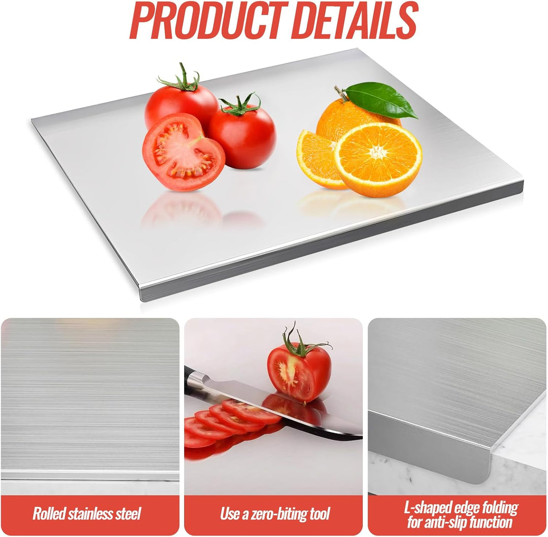 Edelstahl Schneidebrett 30 x 40cm, Arbeitsplatte Küche Schneidbrett, Stainless Steel Cutting Board,