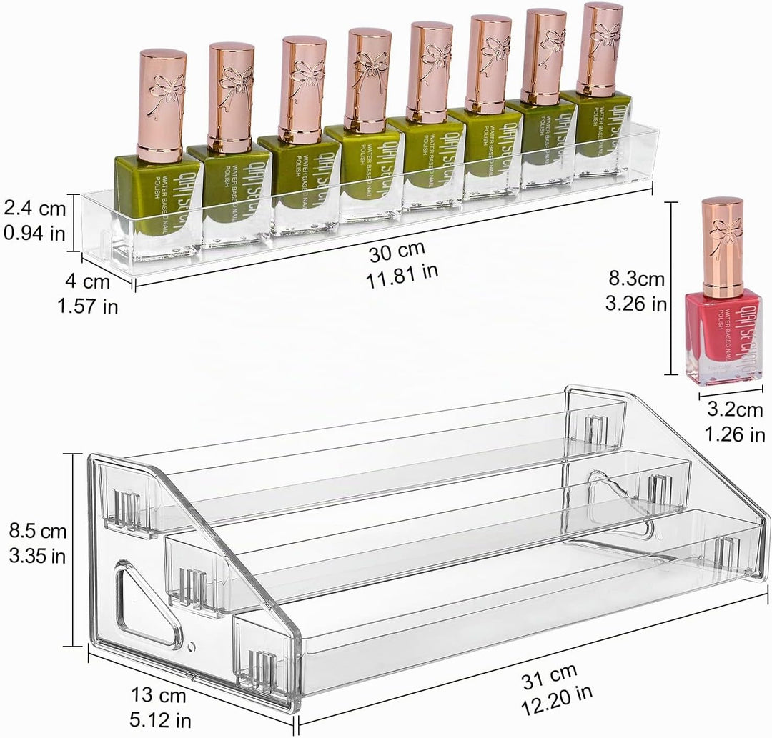JessLab Nagellack Organizer, 3-Stufige Klarer Acryl Nagellack Halter Åtherische Öle Kosmetik Vitrine