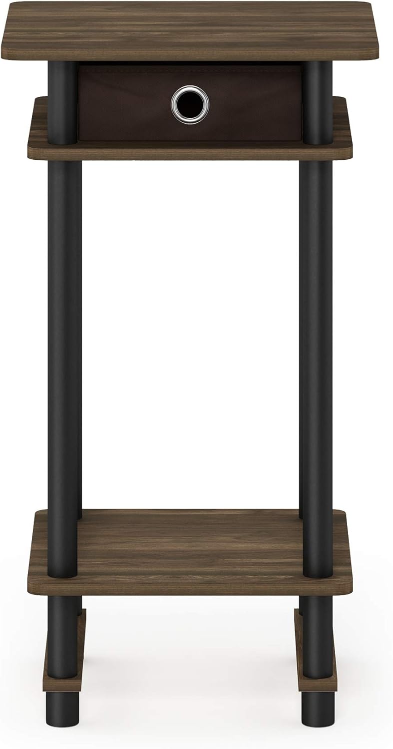 Furinno Hoher Beistelltisch mit Einschüben, Holz, Columbia Walnuss/Schwarz/Dunkelbraun, 29.49 x 39.5