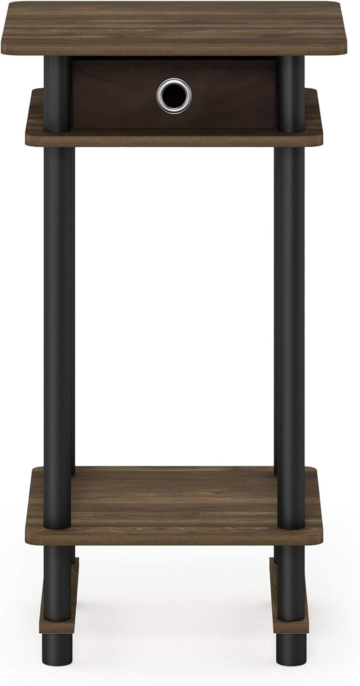 Furinno Hoher Beistelltisch mit Einschüben, Holz, Columbia Walnuss/Schwarz/Dunkelbraun, 29.49 x 39.5