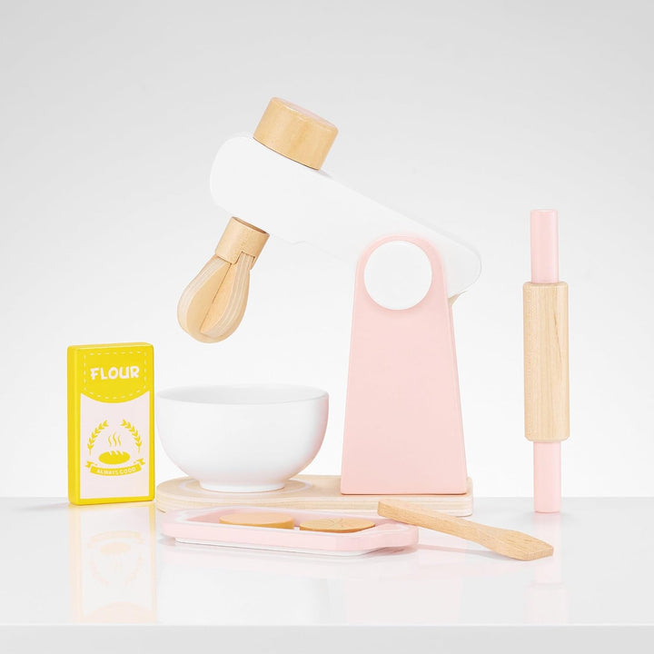 Mamabrum Holzmixer Set für Kinder mit Schüssel, Nudelholz, Mehl & Kekse - Lernspielzeug KinderküC