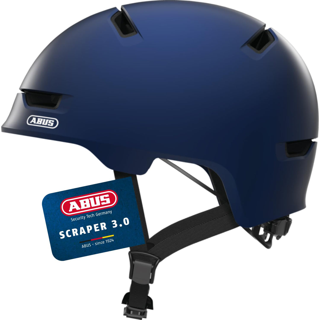 ABUS Stadthelm Scraper 3.0 - Robuster Hartschalen-Fahrradhelm L (57-62 cm) Blau (ultra blue), L (57