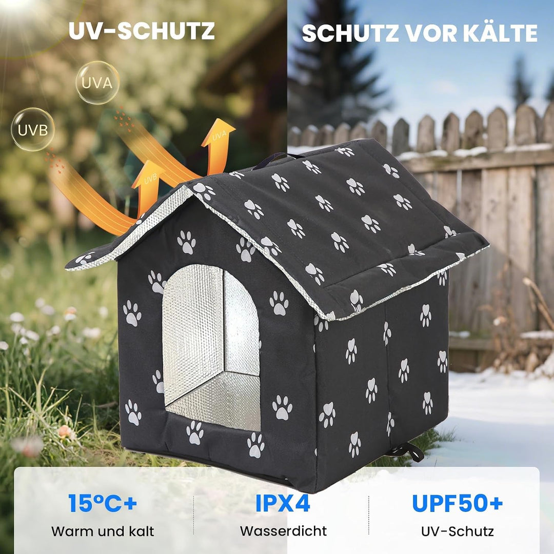 Katzenhaus Für Draussen Winterfest Wasserdicht, Wetterfestes Haustierhaus im Freien，Mit abnehmbarem